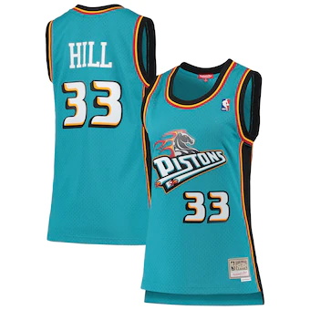 womens mitchell and ness grant hill teal detroit pistons 19-335